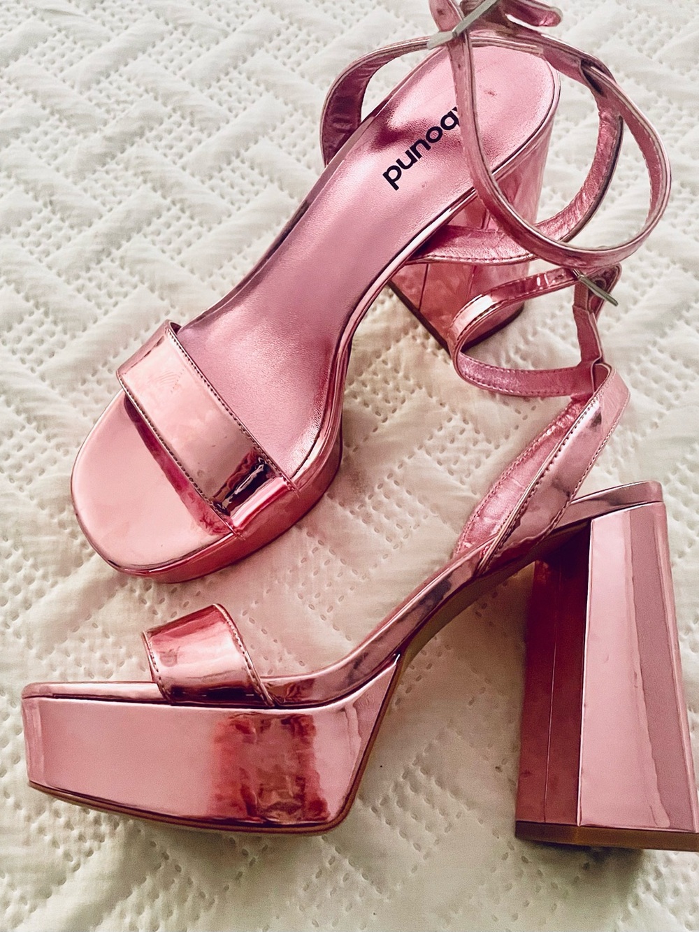 Abound Metallic Rose Pink Platform Sandals with Block Heel